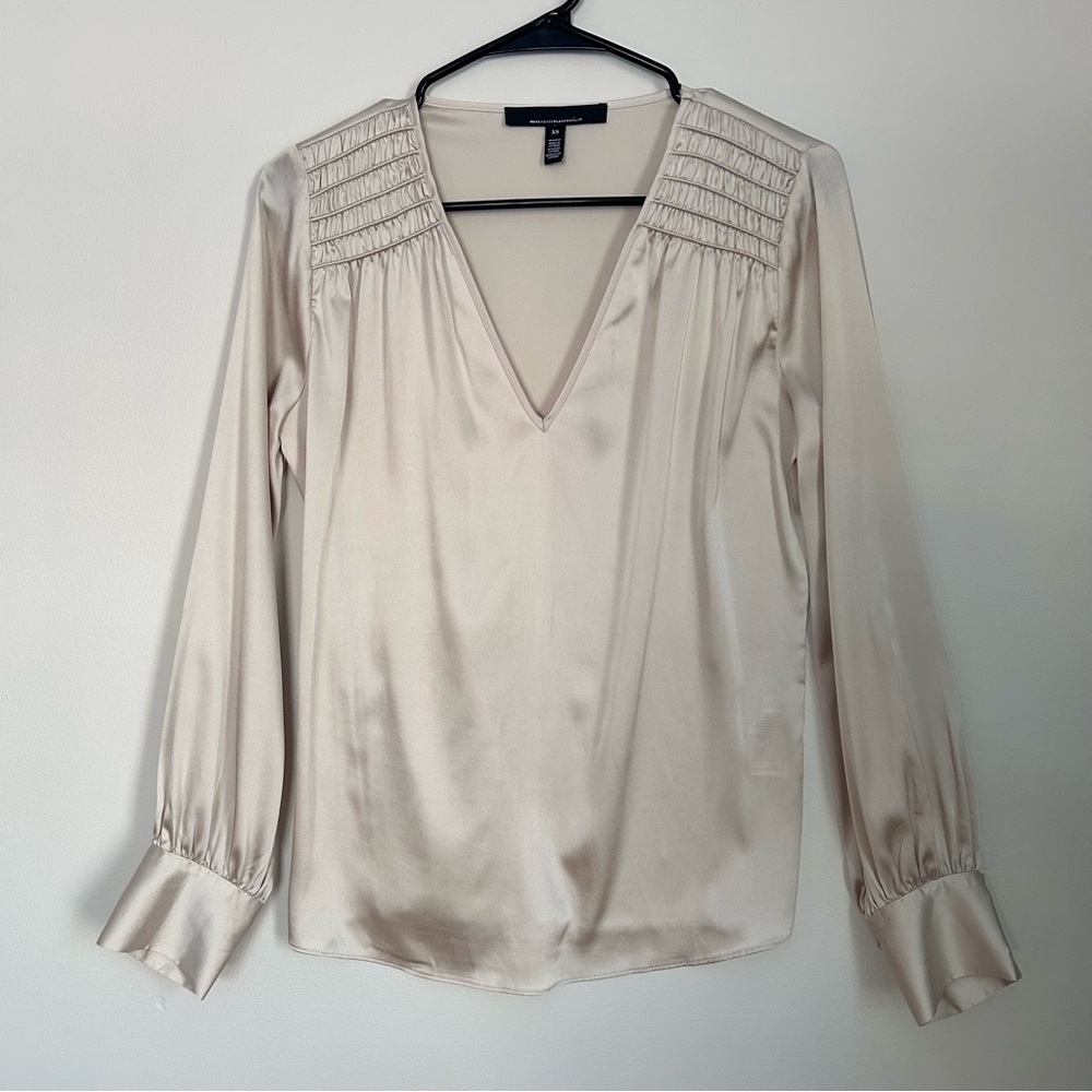 White House Black Market Cream Satin Blouse